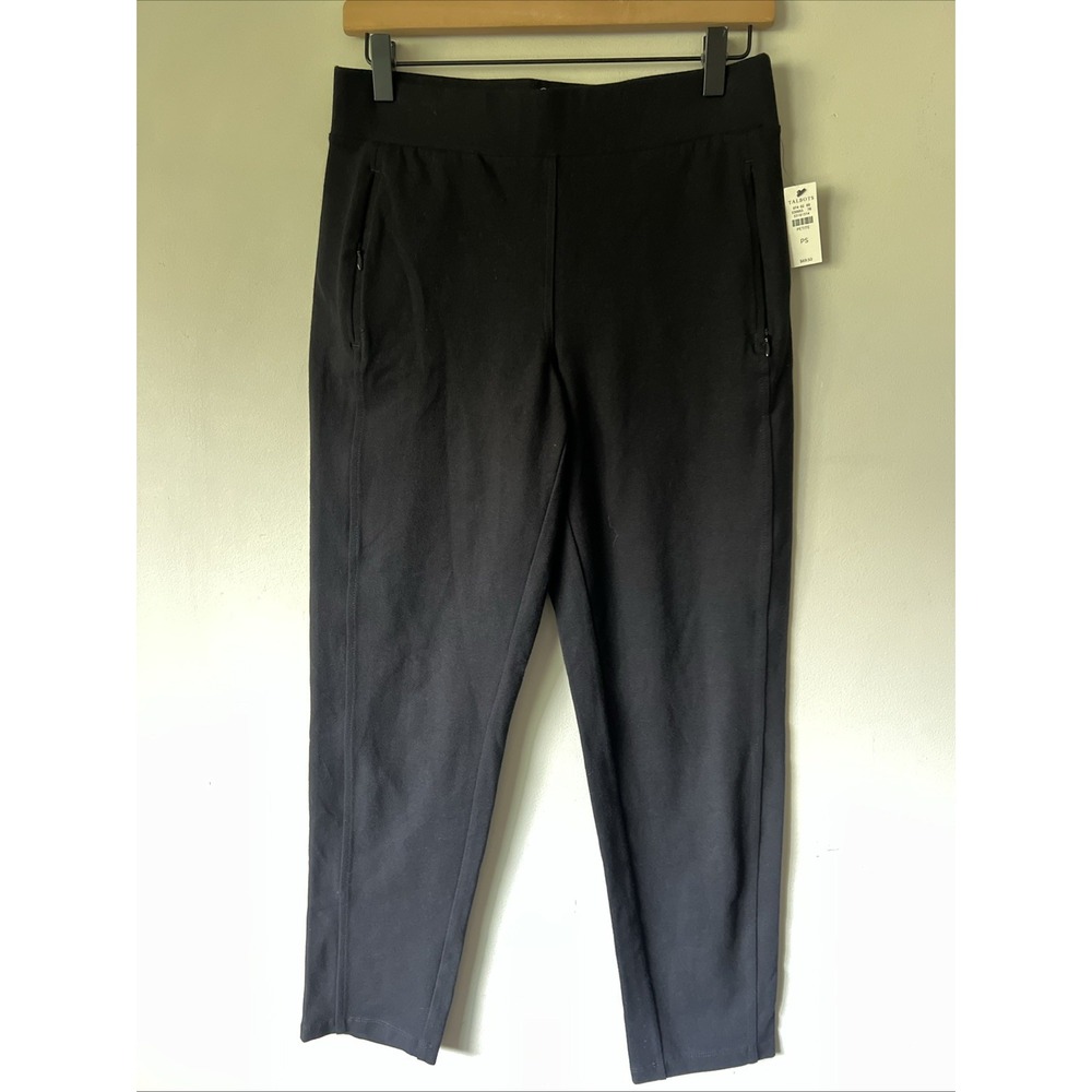 NEW T by Talbots Straight Leg Pants Black Stretch Cotton Zip Pockets Size SP